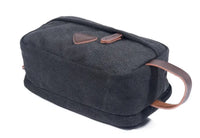 HKM-186259 Retro Canvas and PU Leather Travel Toiletry Bag 30cm x 20cm x 5cm