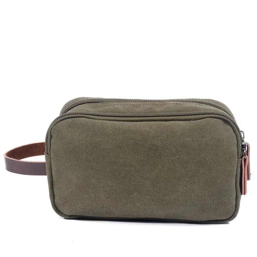 HKM-186259 Retro Canvas and PU Leather Travel Toiletry Bag 30cm x 20cm x 5cm