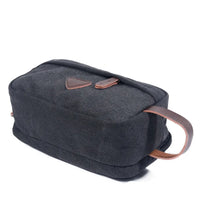 HKM-186259 Retro Canvas and PU Leather Travel Toiletry Bag 30cm x 20cm x 5cm