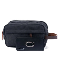 HKM-186259 Retro Canvas and PU Leather Travel Toiletry Bag 30cm x 20cm x 5cm