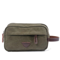 HKM-186259 Retro Canvas and PU Leather Travel Toiletry Bag 30cm x 20cm x 5cm