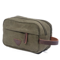 HKM-186259 Retro Canvas and PU Leather Travel Toiletry Bag 30cm x 20cm x 5cm