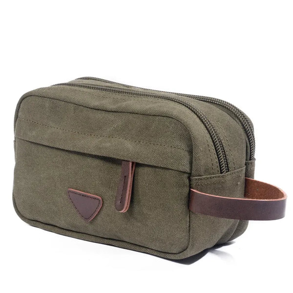 HKM-186259 Retro Canvas and PU Leather Travel Toiletry Bag 30cm x 20cm x 5cm