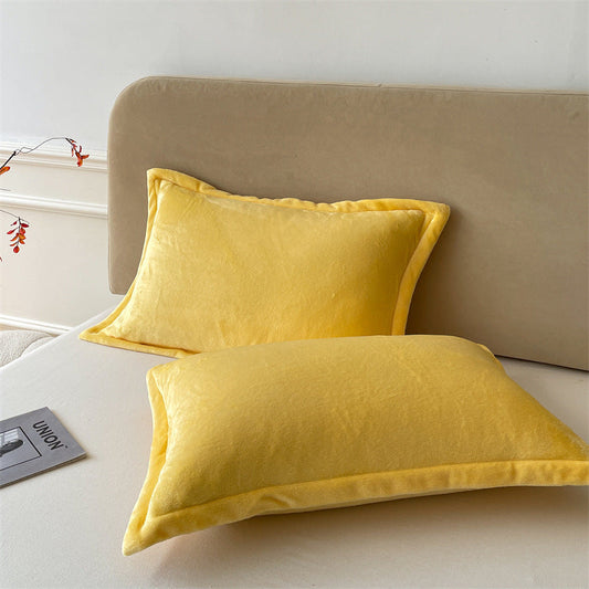HKM-186323 Solid Color Milk Fiber Pillowcase in Thick Coral Fleece - Nordic Style 48cm x 74cm