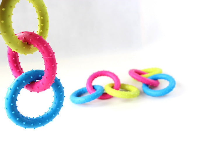 HKM-1864509 Durable Rubber Three-Chain Dog Molar Toy for Healthy Chewing