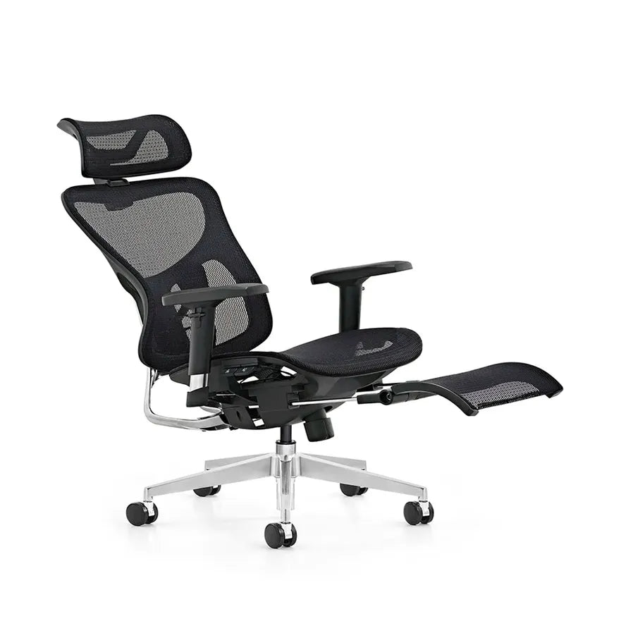 HKM-186451 Ergonomic Mesh Executive Office Chair with Adjustable Lumbar Support and Footrest, Swivel and Reclining Design
