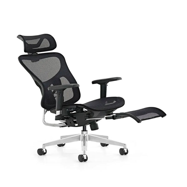 HKM-186451 Ergonomic Mesh Executive Office Chair with Adjustable Lumbar Support and Footrest, Swivel and Reclining Design