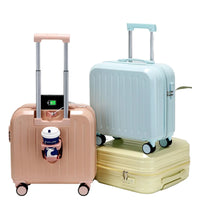 HKM-186579 18-Inch Cabin Trolley Case with USB Charging Port and Cup Holder for Convenient Travel