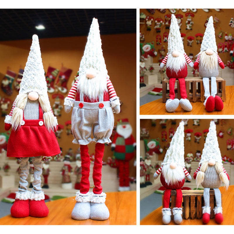 HKM-186643 Telescopic Faceless Santa Claus Doll for Holiday Decoration - 20cm Wide, 85cm Tall (53cm Reduced) in Flannel and Wool