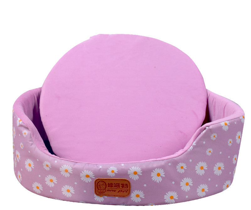 HKM-1867069 Universal Washable Oval Fossa Pet Bed for Small to Medium Dogs and Cats, Double-Strand Nylon with Oxford Cloth Jacket