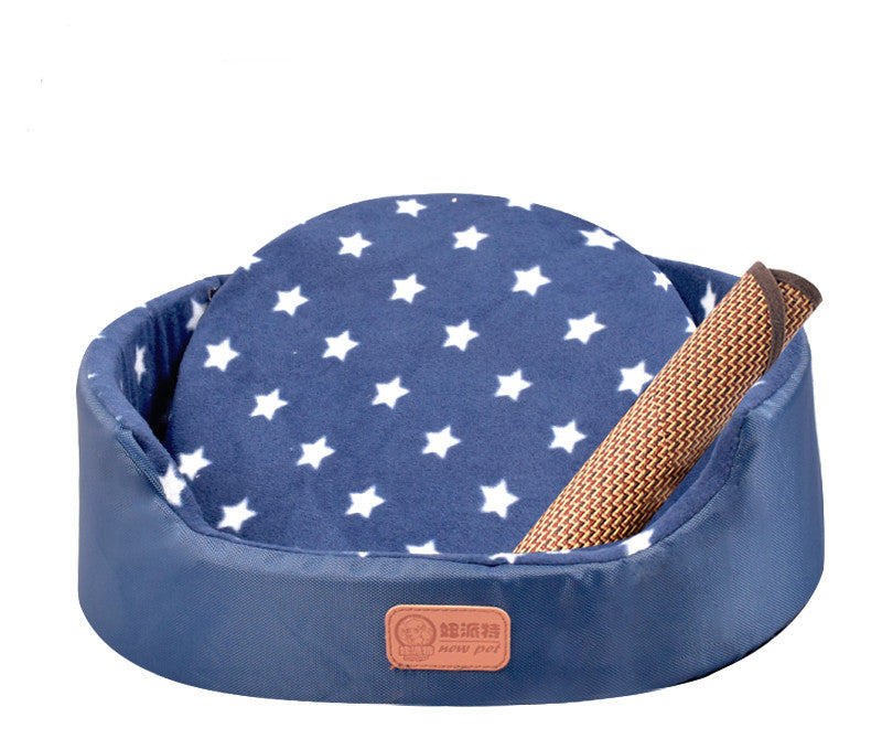 HKM-1867069 Universal Washable Oval Fossa Pet Bed for Small to Medium Dogs and Cats, Double-Strand Nylon with Oxford Cloth Jacket