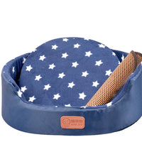 HKM-1867069 Universal Washable Oval Fossa Pet Bed for Small to Medium Dogs and Cats, Double-Strand Nylon with Oxford Cloth Jacket