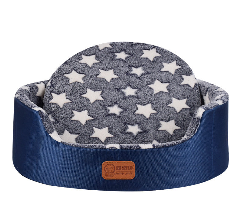 HKM-1867069 Universal Washable Oval Fossa Pet Bed for Small to Medium Dogs and Cats, Double-Strand Nylon with Oxford Cloth Jacket