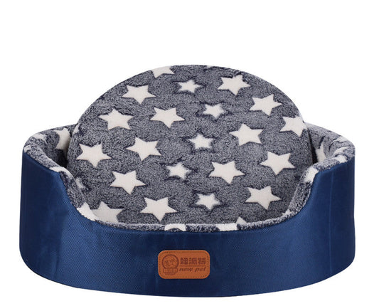 HKM-1867069 Universal Washable Oval Fossa Pet Bed for Small to Medium Dogs and Cats, Double-Strand Nylon with Oxford Cloth Jacket
