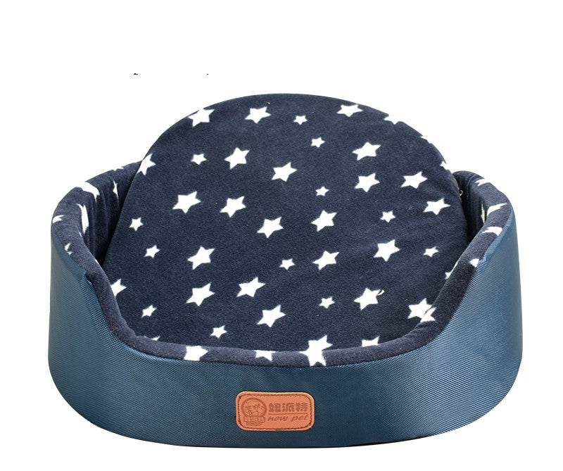 HKM-1867069 Universal Washable Oval Fossa Pet Bed for Small to Medium Dogs and Cats, Double-Strand Nylon with Oxford Cloth Jacket