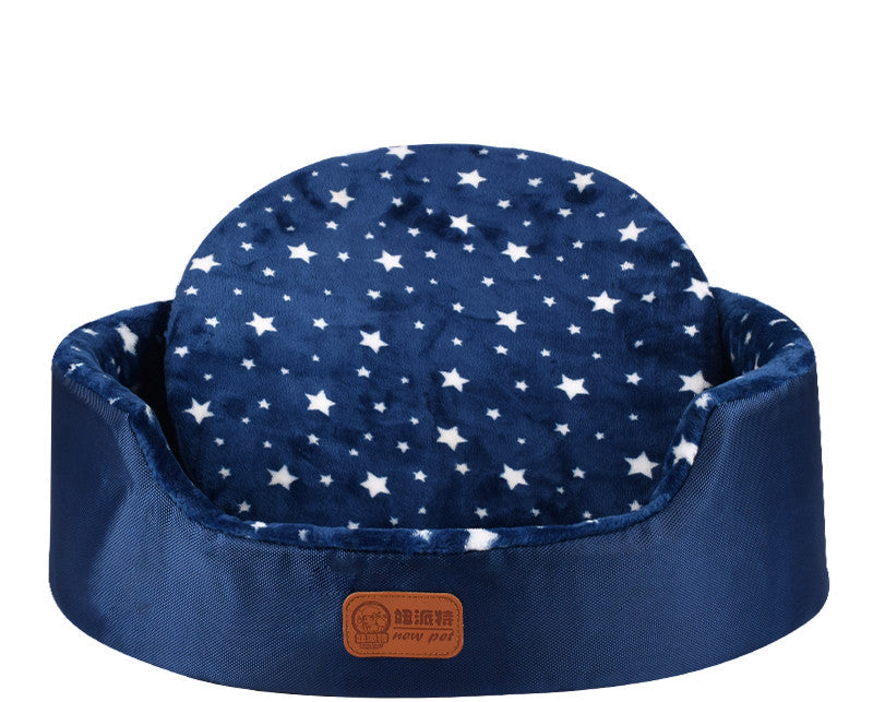 HKM-1867069 Universal Washable Oval Fossa Pet Bed for Small to Medium Dogs and Cats, Double-Strand Nylon with Oxford Cloth Jacket