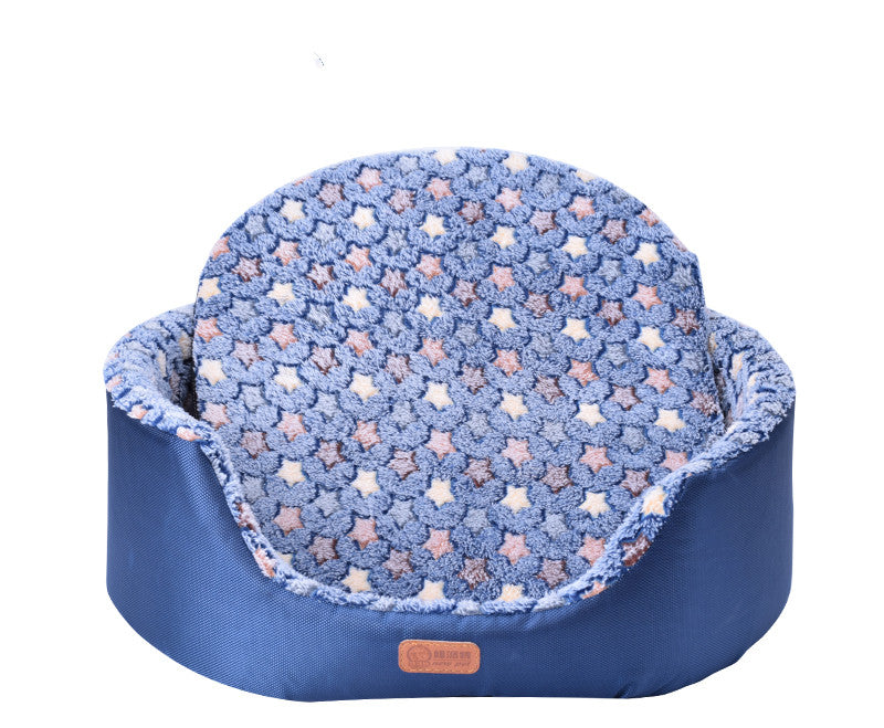 HKM-1867069 Universal Washable Oval Fossa Pet Bed for Small to Medium Dogs and Cats, Double-Strand Nylon with Oxford Cloth Jacket