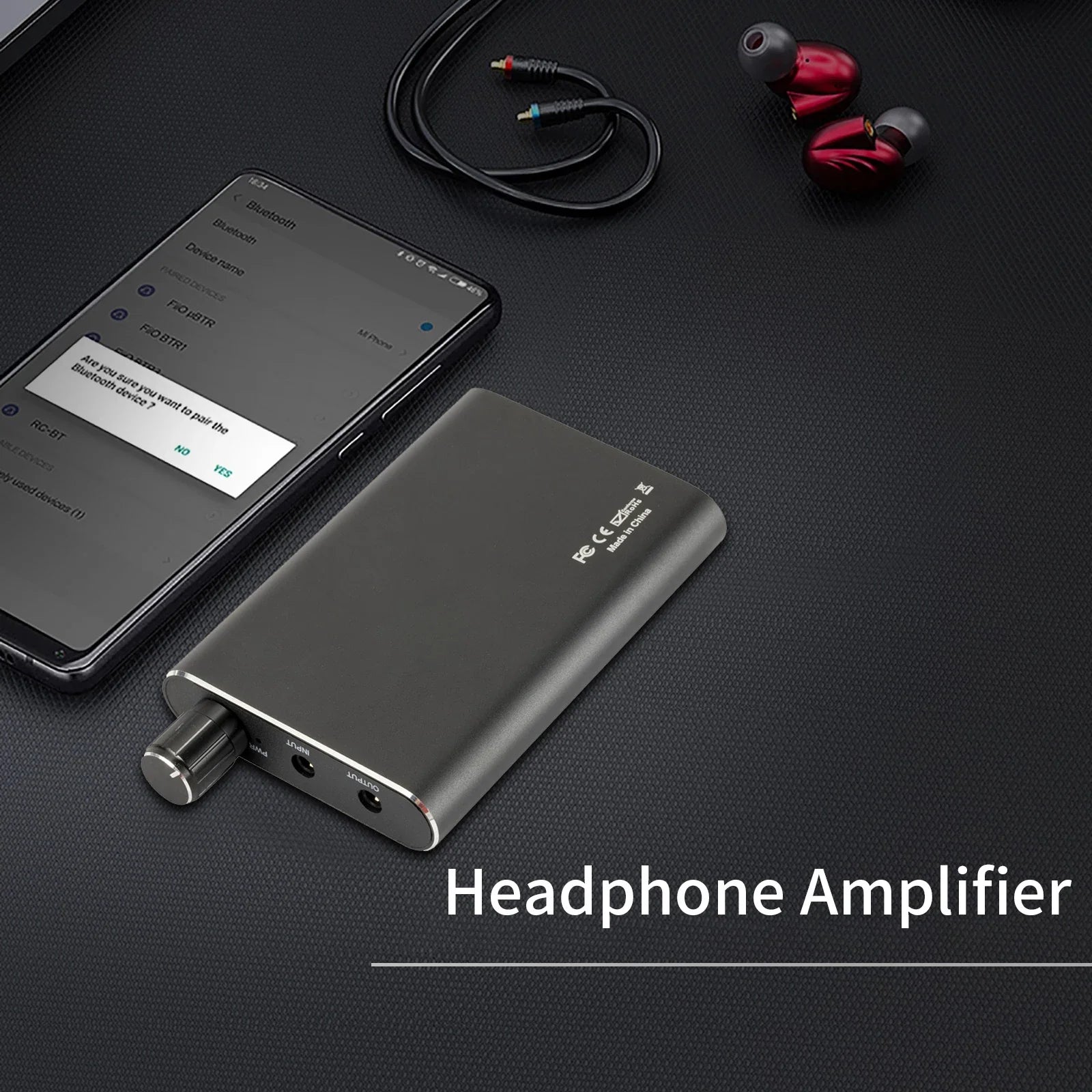 HKM-186707 Dual-Output Portable 3.5mm Stereo Audio Headphone Amplifier with Switch Power