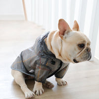 HKM-1867197 Stylish Grey Grid Dog Raincoat for Small to XXL Sizes