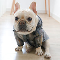 HKM-1867197 Stylish Grey Grid Dog Raincoat for Small to XXL Sizes
