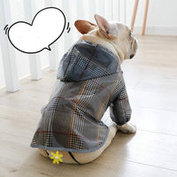 HKM-1867197 Stylish Grey Grid Dog Raincoat for Small to XXL Sizes