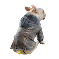 HKM-1867197 Stylish Grey Grid Dog Raincoat for Small to XXL Sizes
