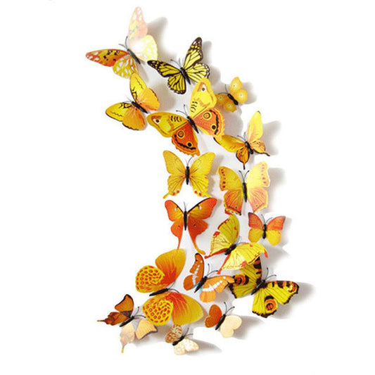 HKM-186835 3D PVC Butterfly Wall Stickers - Pack of 12 Multi-Colored Decor for Home and Outdoor Spaces