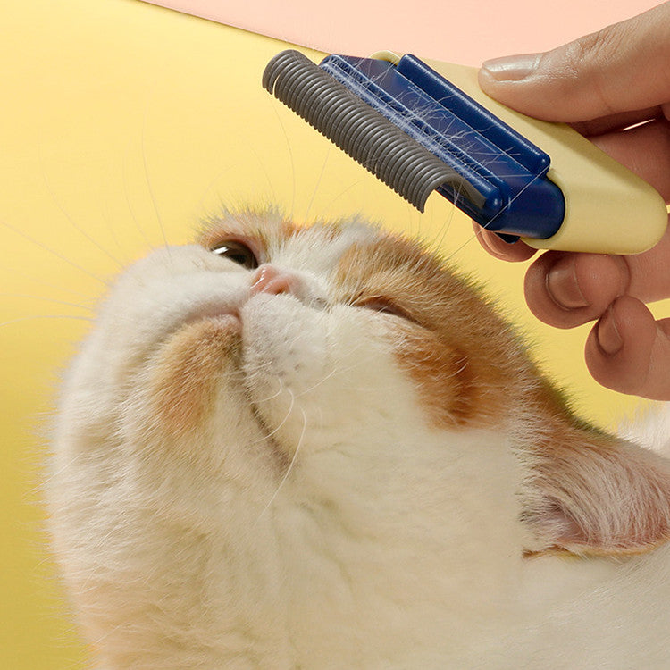 HKM-1868605 Pet Hair Removal Comb in Sunshine Orange Cream Powder with ABS and Stainless Steel Blades