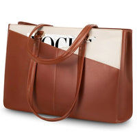 HKM-186899 Waterproof Leather Laptop Tote Briefcase for 15.6 inch Laptops with Casual Office Design for Women