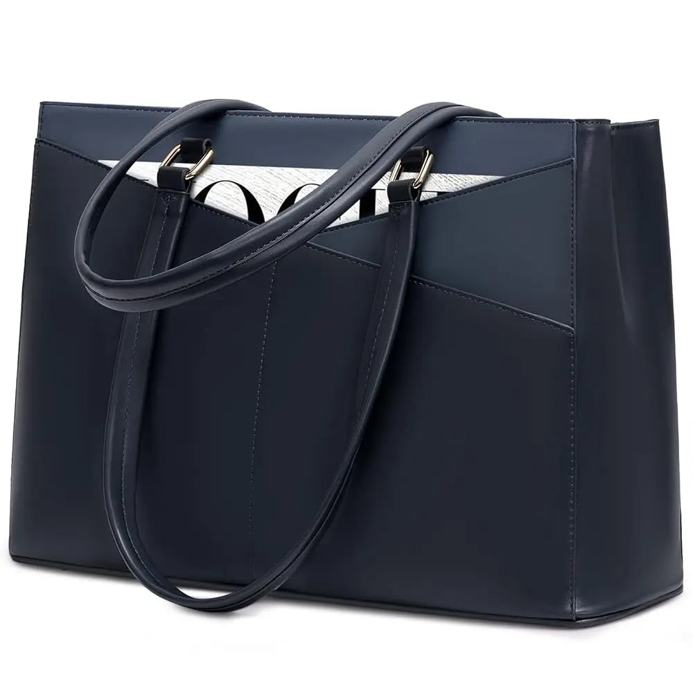 HKM-186899 Waterproof Leather Laptop Tote Briefcase for 15.6 inch Laptops with Casual Office Design for Women