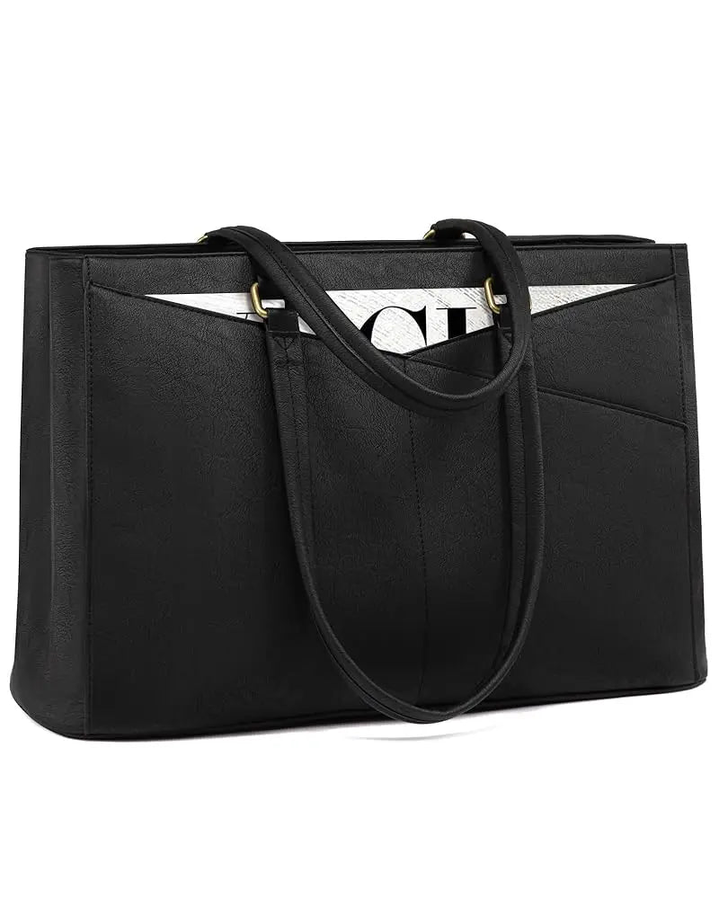 HKM-186899 Waterproof Leather Laptop Tote Briefcase for 15.6 inch Laptops with Casual Office Design for Women