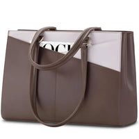 HKM-186899 Waterproof Leather Laptop Tote Briefcase for 15.6 inch Laptops with Casual Office Design for Women