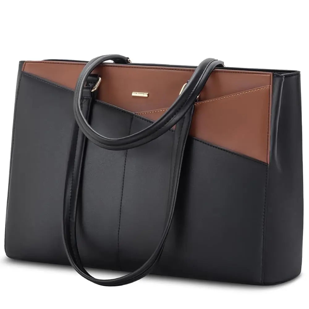 HKM-186899 Waterproof Leather Laptop Tote Briefcase for 15.6 inch Laptops with Casual Office Design for Women