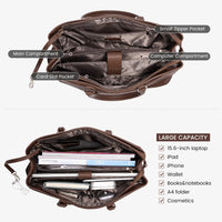 HKM-186899 Waterproof Leather Laptop Tote Briefcase for 15.6 inch Laptops with Casual Office Design for Women
