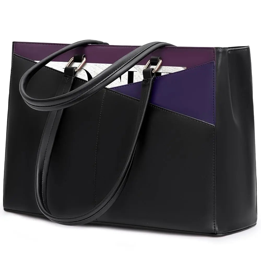 HKM-186899 Waterproof Leather Laptop Tote Briefcase for 15.6 inch Laptops with Casual Office Design for Women