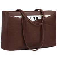 HKM-186899 Waterproof Leather Laptop Tote Briefcase for 15.6 inch Laptops with Casual Office Design for Women
