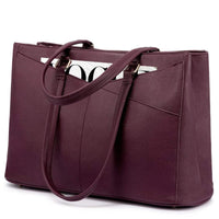 HKM-186899 Waterproof Leather Laptop Tote Briefcase for 15.6 inch Laptops with Casual Office Design for Women