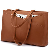 HKM-186899 Waterproof Leather Laptop Tote Briefcase for 15.6 inch Laptops with Casual Office Design for Women