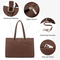 HKM-186899 Waterproof Leather Laptop Tote Briefcase for 15.6 inch Laptops with Casual Office Design for Women