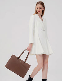 HKM-186899 Waterproof Leather Laptop Tote Briefcase for 15.6 inch Laptops with Casual Office Design for Women