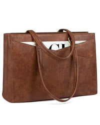HKM-186899 Waterproof Leather Laptop Tote Briefcase for 15.6 inch Laptops with Casual Office Design for Women