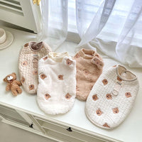 HKM-1869373 Fluffy Cat Jacket with Embroidery in White and Khaki - Various Sizes Available