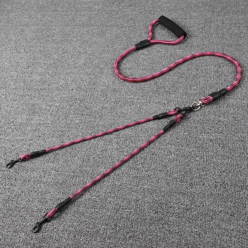 HKM-1872573 Wave Pattern Detachable Traction Rope for Pets - Anti-Winding Nylon Design in Pink, Green, and Rose Red
