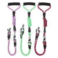 HKM-1872573 Wave Pattern Detachable Traction Rope for Pets - Anti-Winding Nylon Design in Pink, Green, and Rose Red