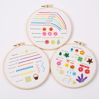 HKM-187347 Embroidery Beginner Material Package Kit with Flower and Leaf Patterns, Includes Frame and Accessories