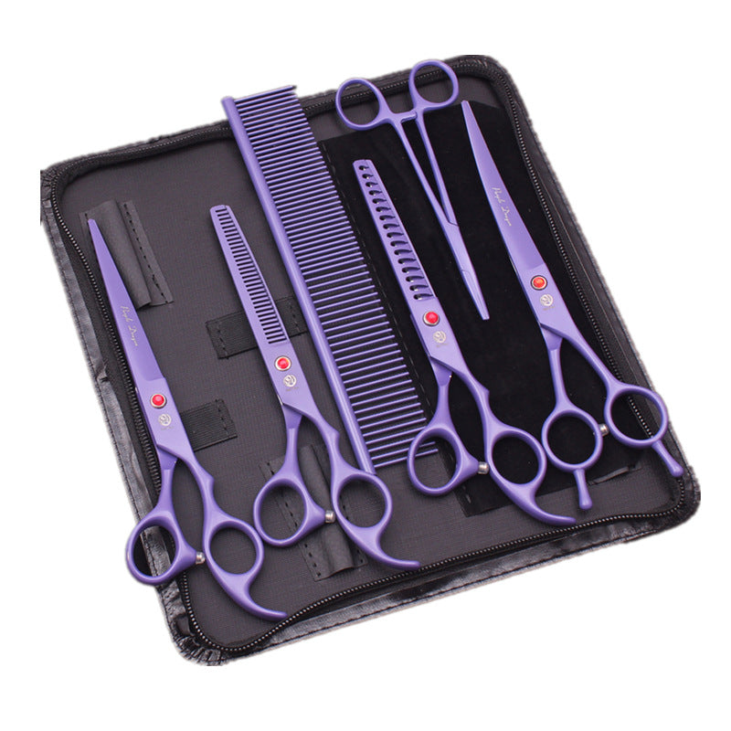 HKM-1874365 Straight Pet Grooming Scissors and Thinning Set with Curved Comb for Dogs and Cats