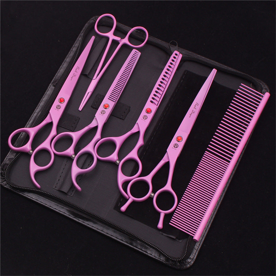 HKM-1874365 Straight Pet Grooming Scissors and Thinning Set with Curved Comb for Dogs and Cats