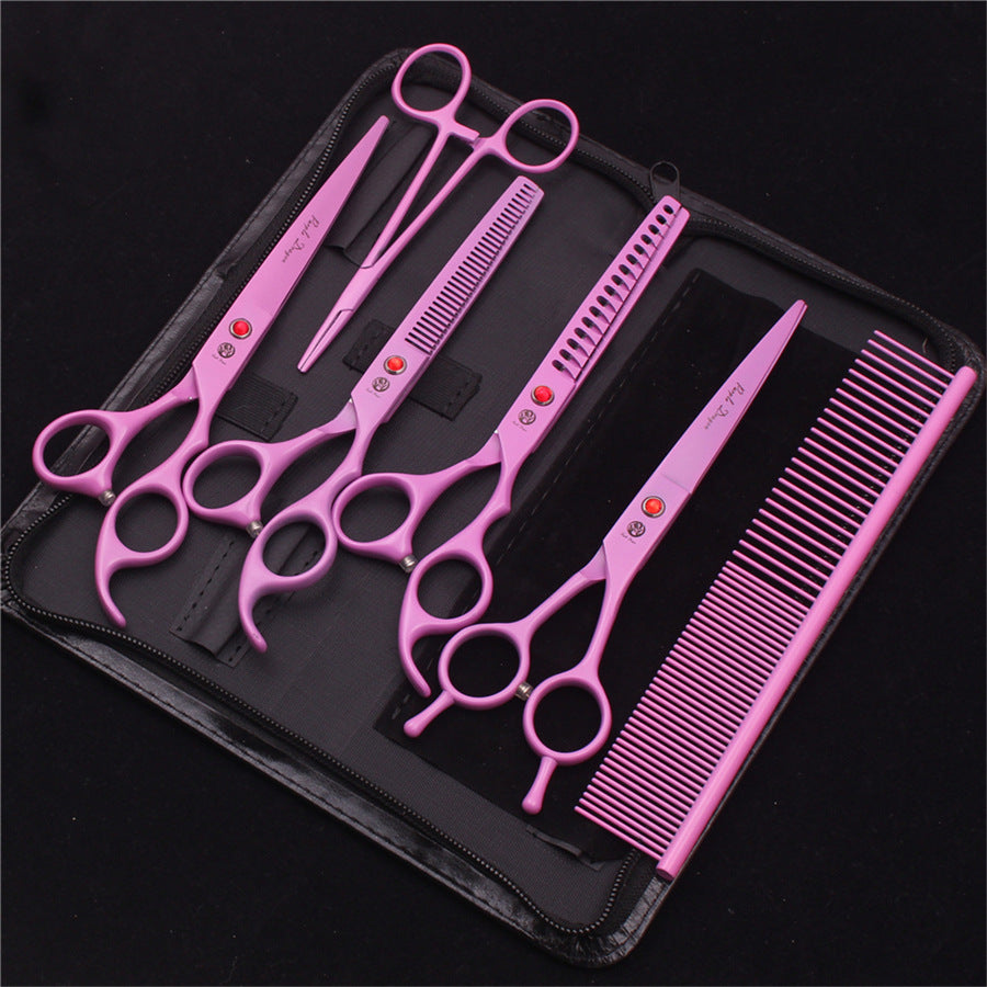 HKM-1874365 Straight Pet Grooming Scissors and Thinning Set with Curved Comb for Dogs and Cats
