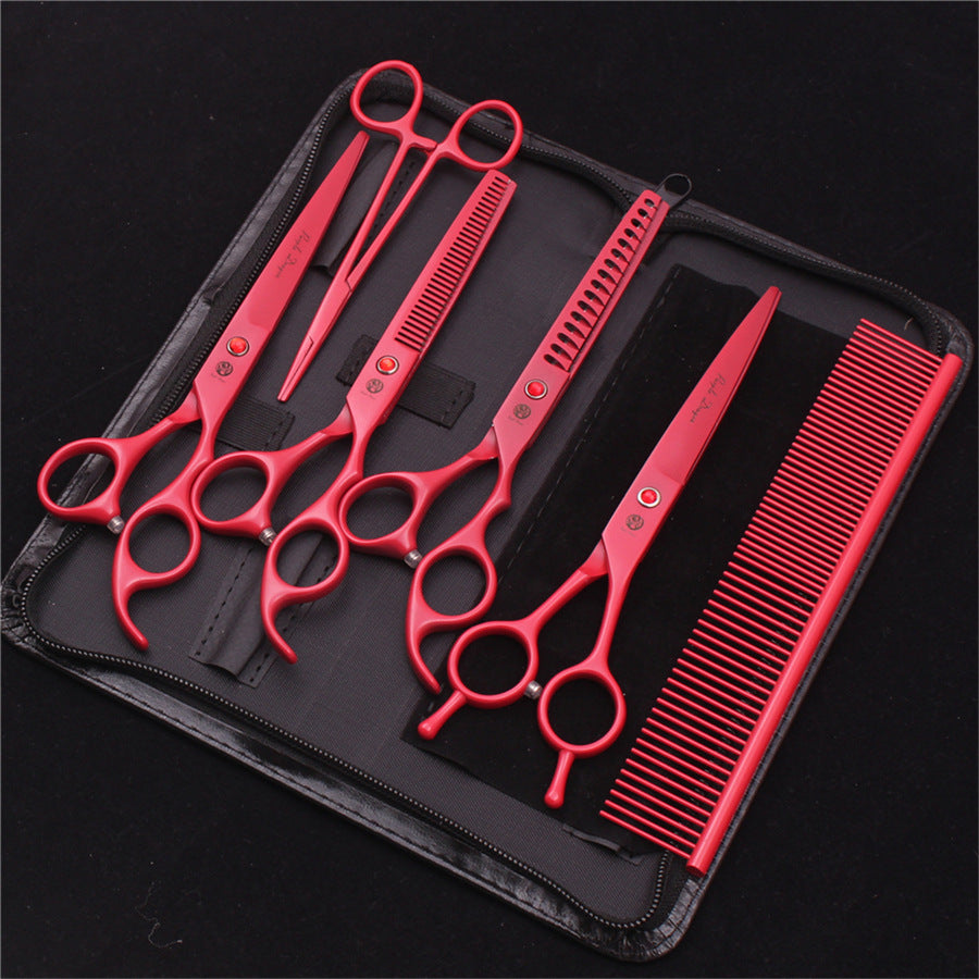 HKM-1874365 Straight Pet Grooming Scissors and Thinning Set with Curved Comb for Dogs and Cats