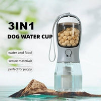 HKM-1874621 3-in-1 Portable Pet Water Cup with Food Storage and Waste Bag Compartment